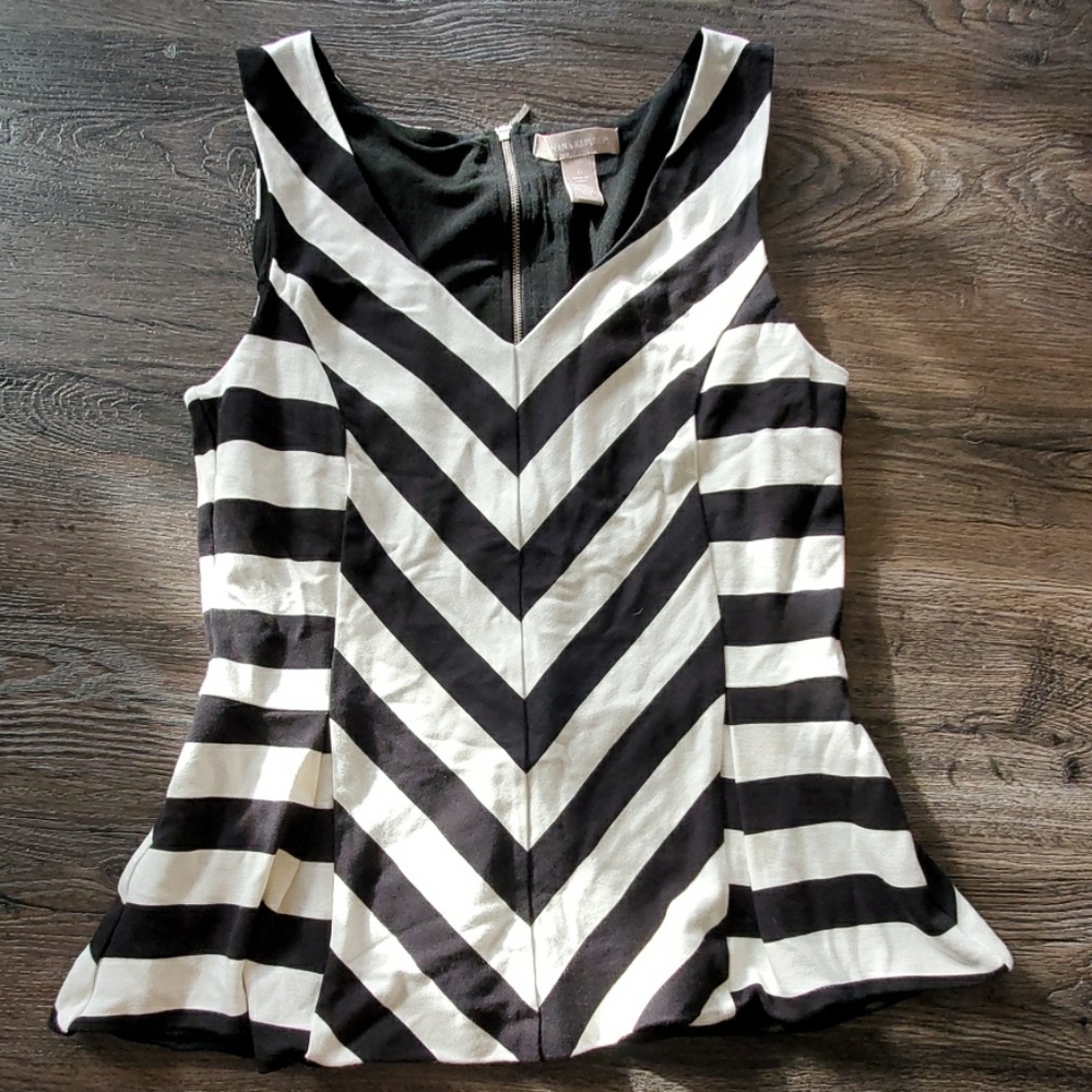 Banana Republic black and white peplum top